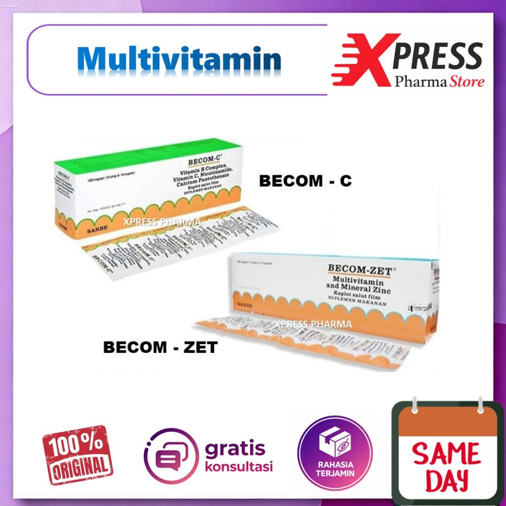 XPRESS  Becom C / Becom Zet BecomC BecomZet Bekom C Multivitamin Mineral Enervenonce Ester c Aman la