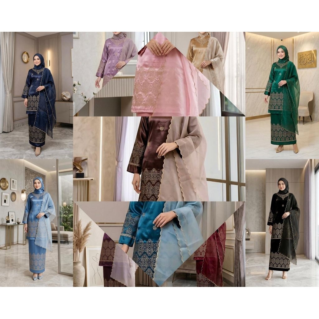 SET SELENDANG ALMAEERA BAHAN YOKOHAMA SILK PREMIUM