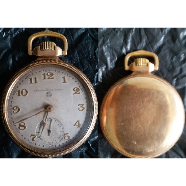 Vintage Antik jam saku emas CHRONOMETER SOEKA
