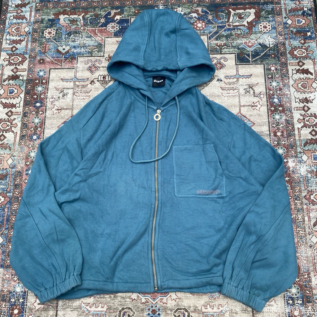hoodie zipper boxy crop GUESS USA Y2K calle style skena