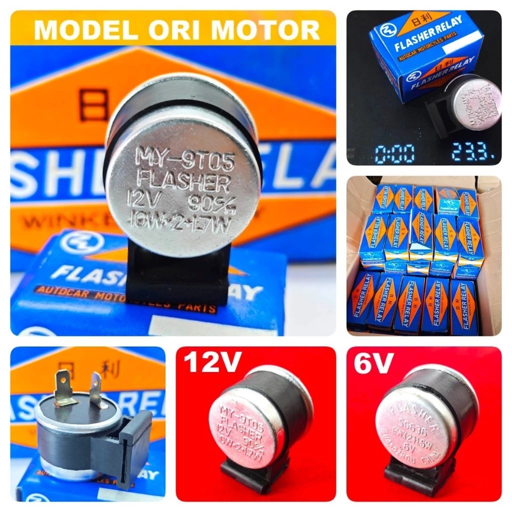 FLASHER BULAT UNIVERSAL ORANGE BIRU KUALITAS ORI flaser 6v 12v relay riley sen lampu sein kedip univ