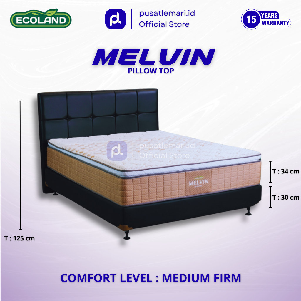 Springbed Spinno Melvin Plushtop Garansi 15 Tahun (Kasur Matras Saja)