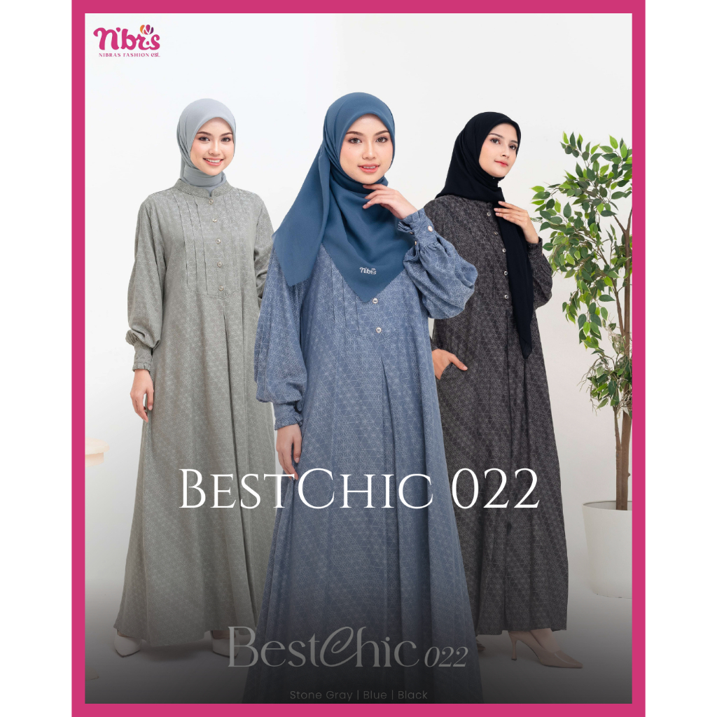 Nibras Gamis Wanita Dewasa Bestchic 022  Warna Biru Hitam Abu Abu