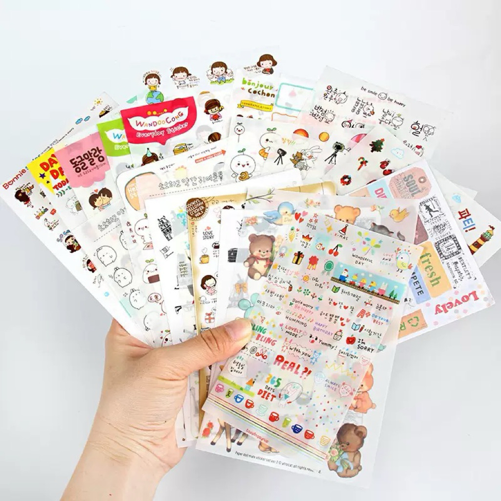 (5AC) sticker bulat dot bunga hati pastel mini heart flower dekor bullet journaling