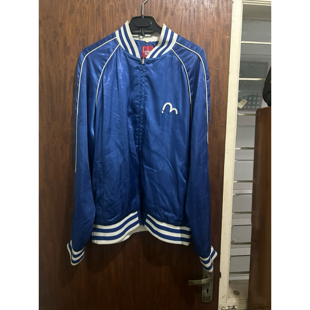 Vintage blue Evisu satin souvenir jacket