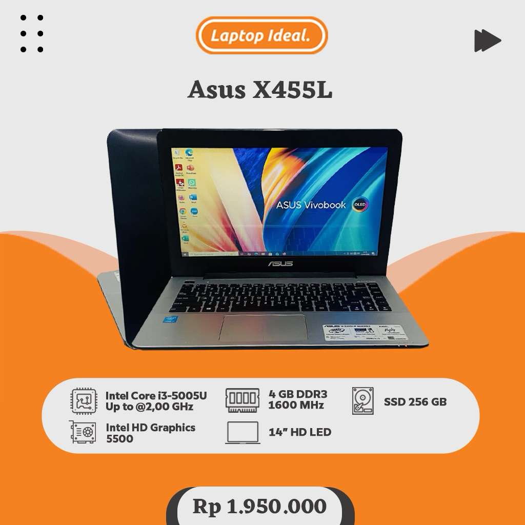 ASUS X455L (2016) SLIM i3 gen 5 RAM 4 GB SSD 256 GB MULUS