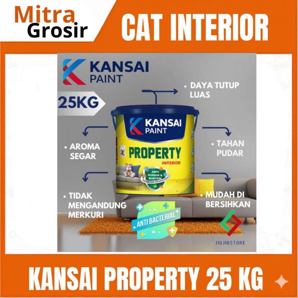 CAT TEMBOK INTERIOR | KANSAI PROPERTY 25 KG (BISA REQUEST WARNA) | KEMASAN PAIL