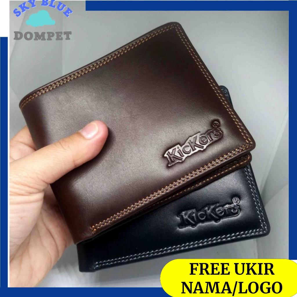 DOMPET PRIA KULIT SAPI ASLI FREE UKIR NAMA PU KICKERS Premium (Full Kulit) ORIGINAL 100% Lipat Keren