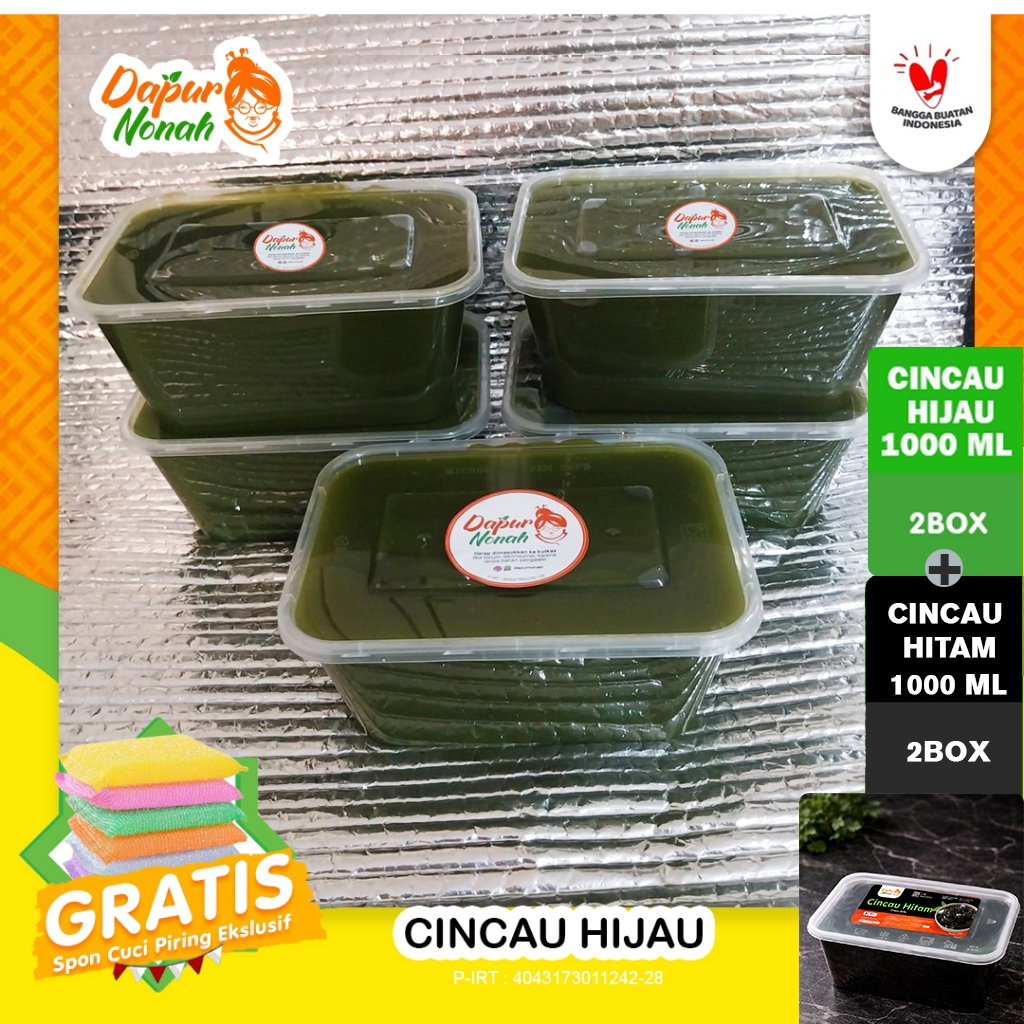 Cincau hijau asli fresh organik - Dapat Cincau Hijau 2 Box 1000ml + Cincau Hitam 2 Box 1000ml  - cin