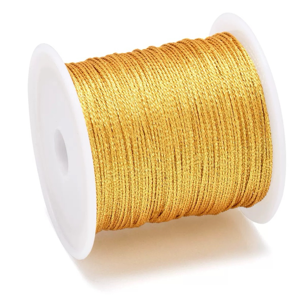(1 METER) TALI GIOK METALIK WARNA GOLD EMAS