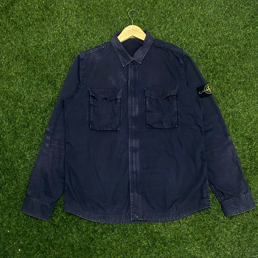 Overshirt Stone Island Garment Dyed Dark Navy 100% Original
