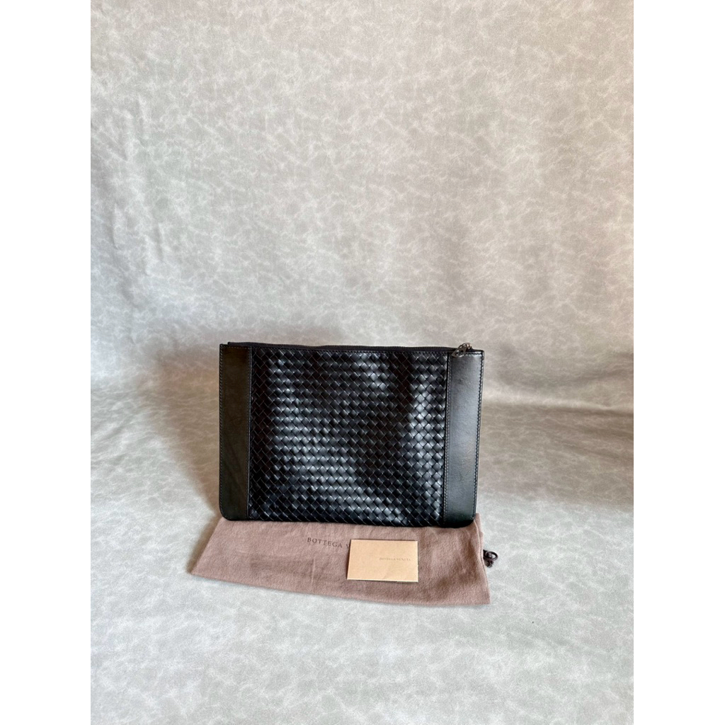 Preloved bv bottega veneta intrecciato clutch pouch black authentic