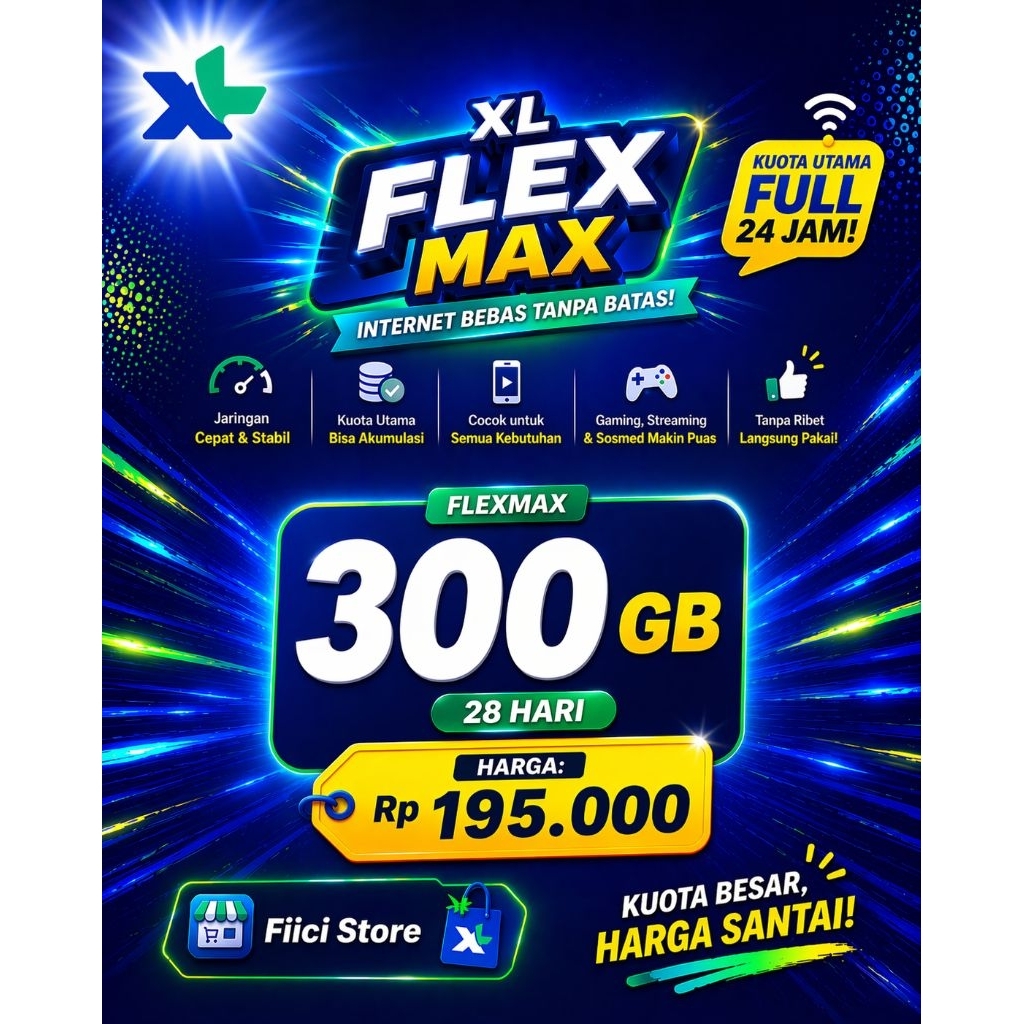 XL FLEX MAX 300GB - Kuota Utama Full 24 jam