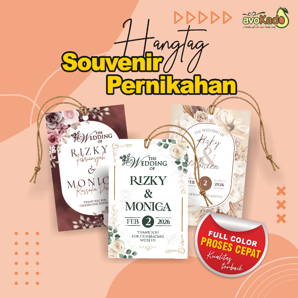 Hangtag Souvenir Pernikahan - Kartu Ucapan Terima Kasih Wedding + Tali