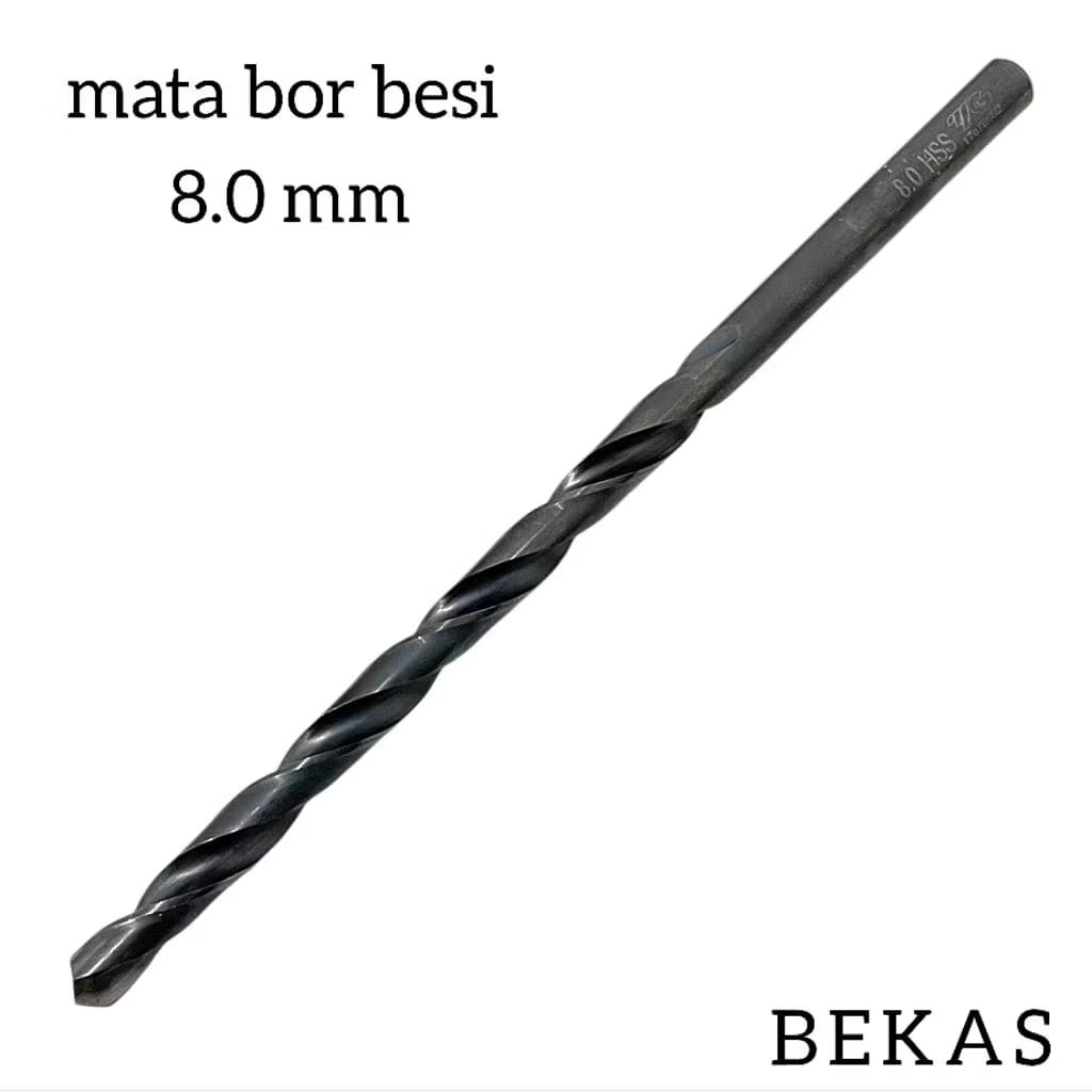 mata bor besi 8.0 mm long 140mm mata bor hss 8mm WG/YG bekas mulus