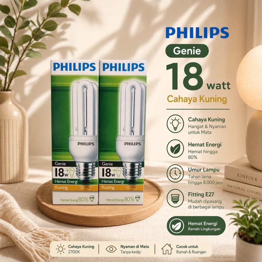 Lampu Philips G3nie | Lampu Philips Jari | 18 Watt Cahaya Kuning E27 [ 100% Original ]