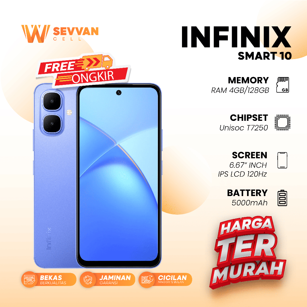 HANDPHONE INFINIX SMART 10 RAM 4 128GB SECOND BERKUALITAS
