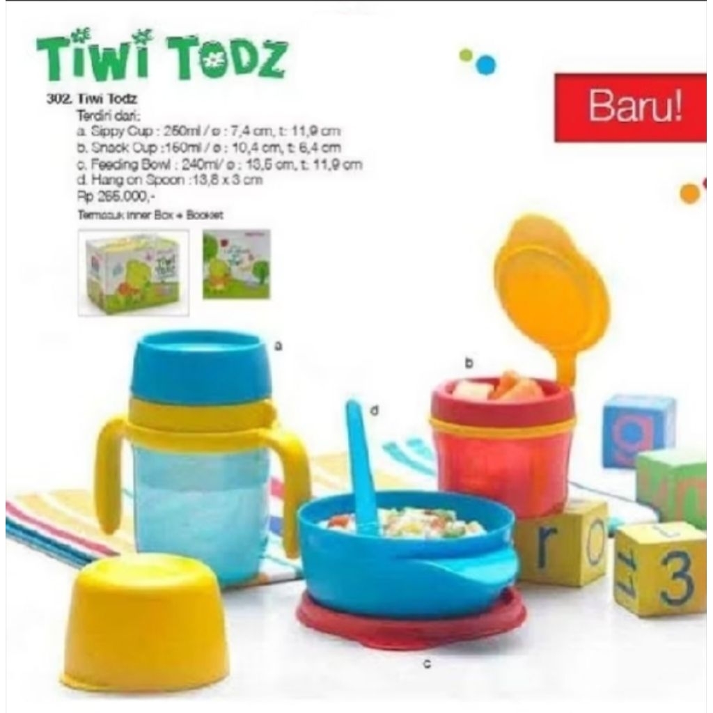 set perlengkapan makan bayi(BPA free)Tiwi todz, Bowl 240ml+Snack up 150ml+Sendok kecil+Tumbler minum