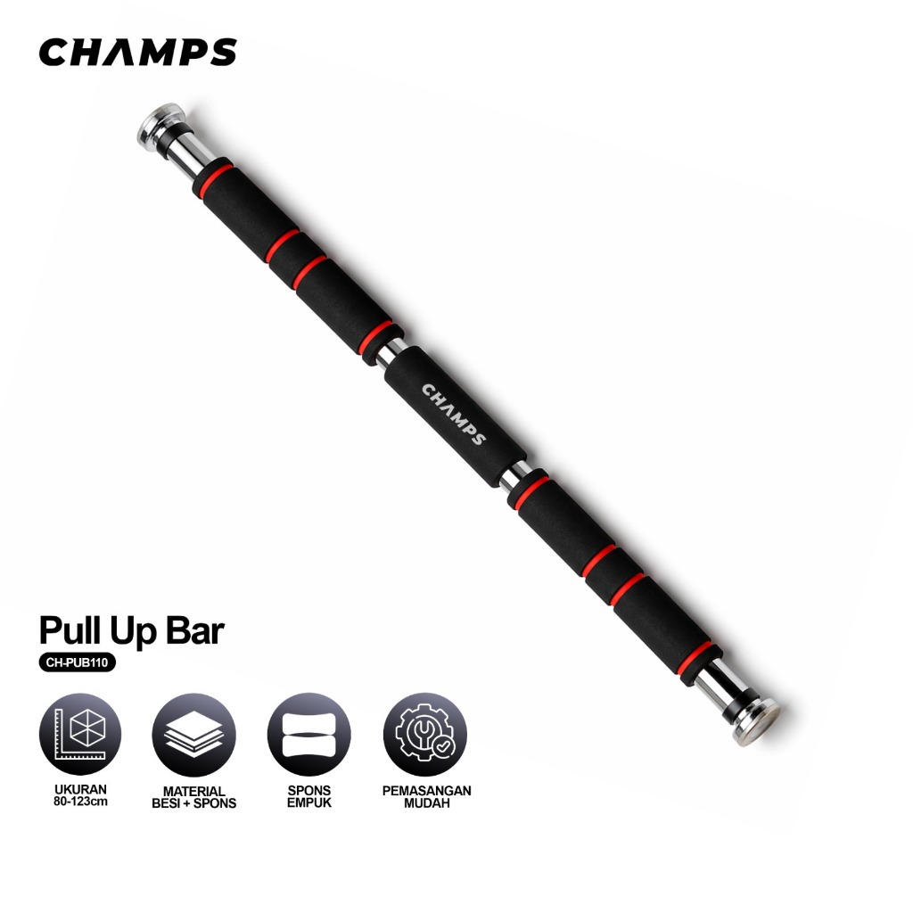 CHAMPS Pull Up Bar Door CH-PUB120 – Alat Fitness Iron Gym untuk Latihan Otot di Rumah