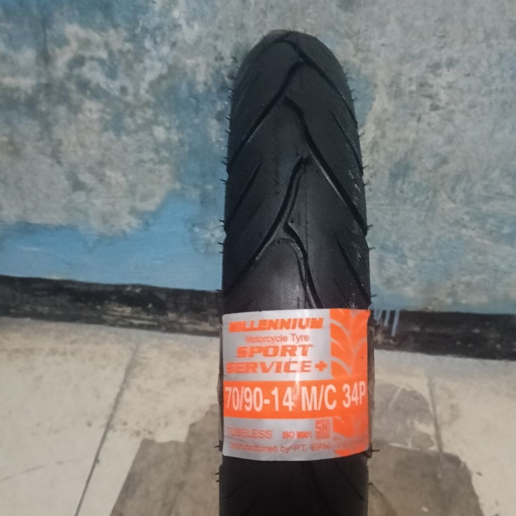 MILLENNIUM 70/90-14 Sport Service+ Tubles Ban Luar Motor Milenium Millenium 70 90 Ring 14 709014 Ori