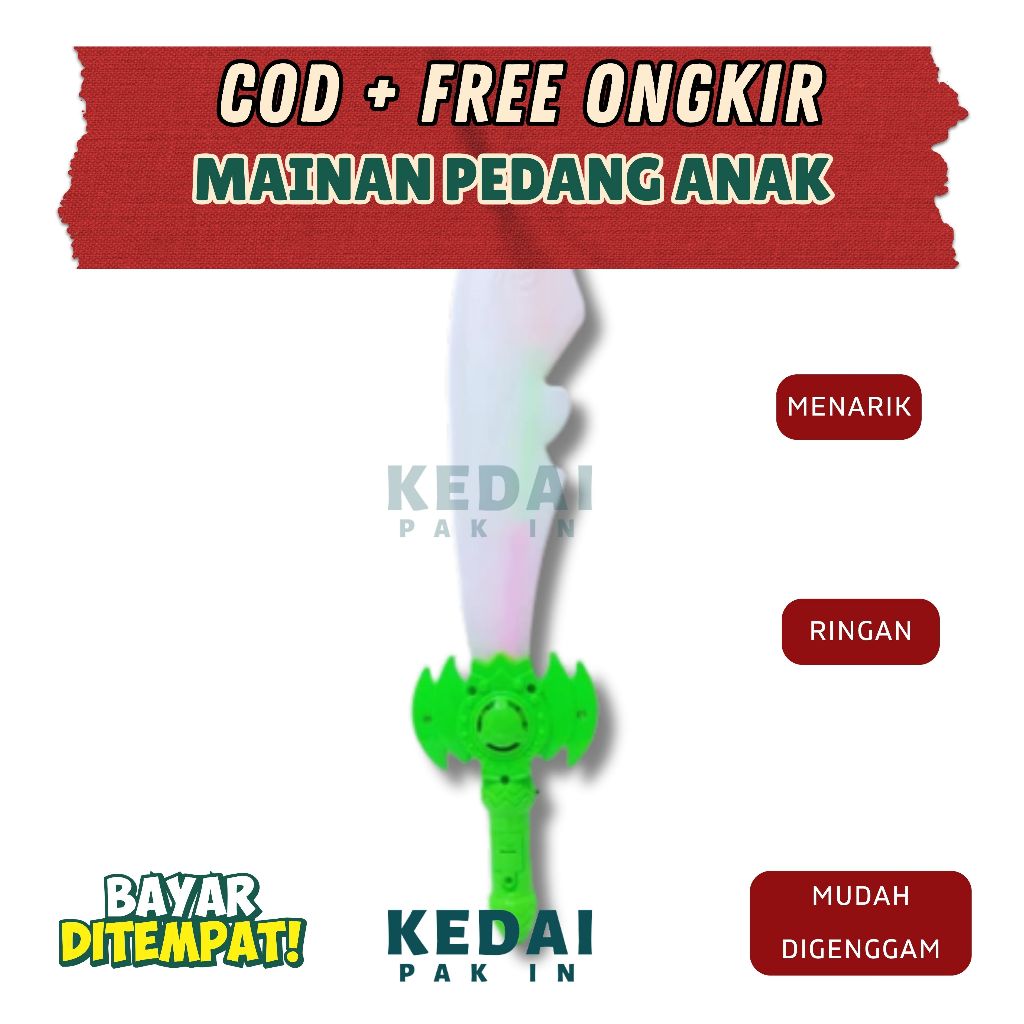 Mainan Pedang Samurai Anak Lampu  Pedang Plastik Power Ranger Free Baterai