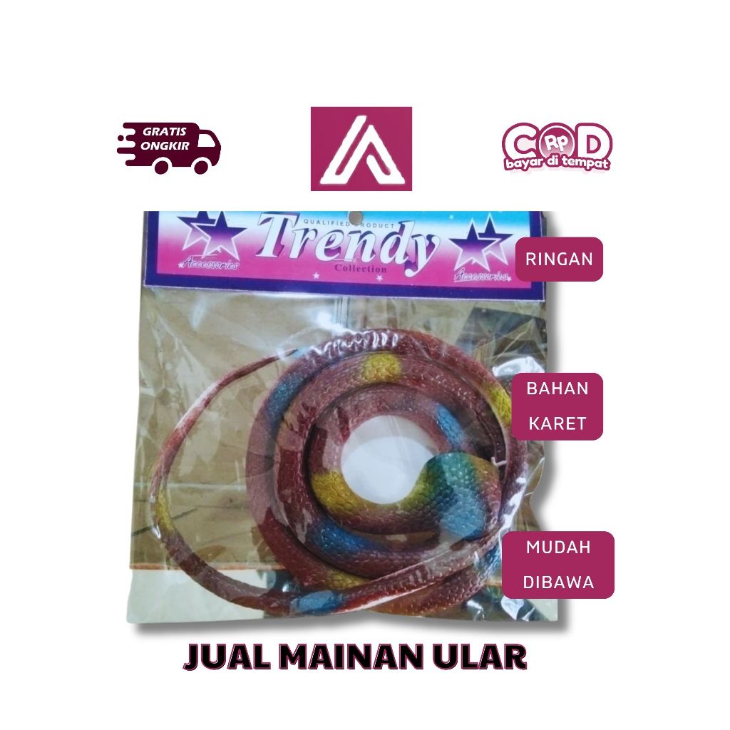 Mainan Jahil Prank Ular Snake Karet Lentur Warna Cobra Piton Palsu Fake