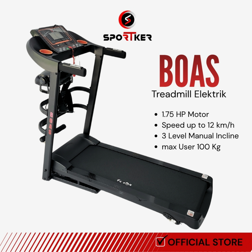 [SPORTKER] Treadmill Elektrik Boas Alat Olahraga Lari | Alat Olahraga | Alat Fitness | Treadmill Ele