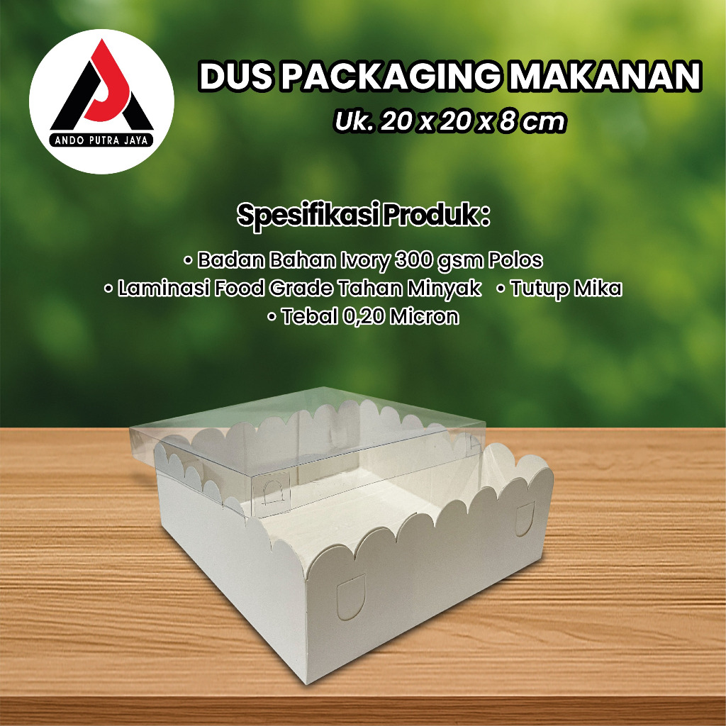badan putih dan tutup mika 20 x 20 x 8 ivory 300 gsm