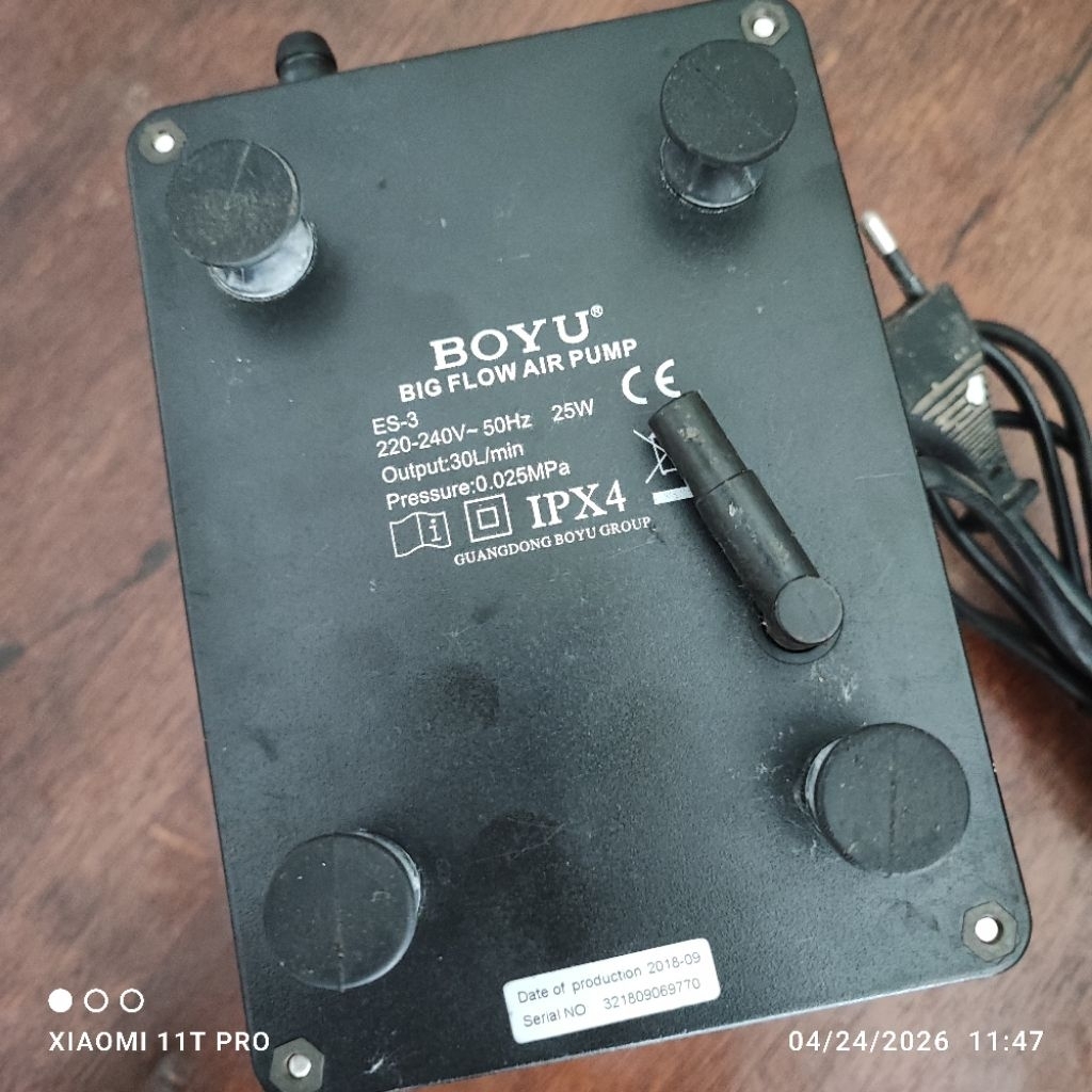 pompa udara aerator boyu es-3 bekas kondisi normal