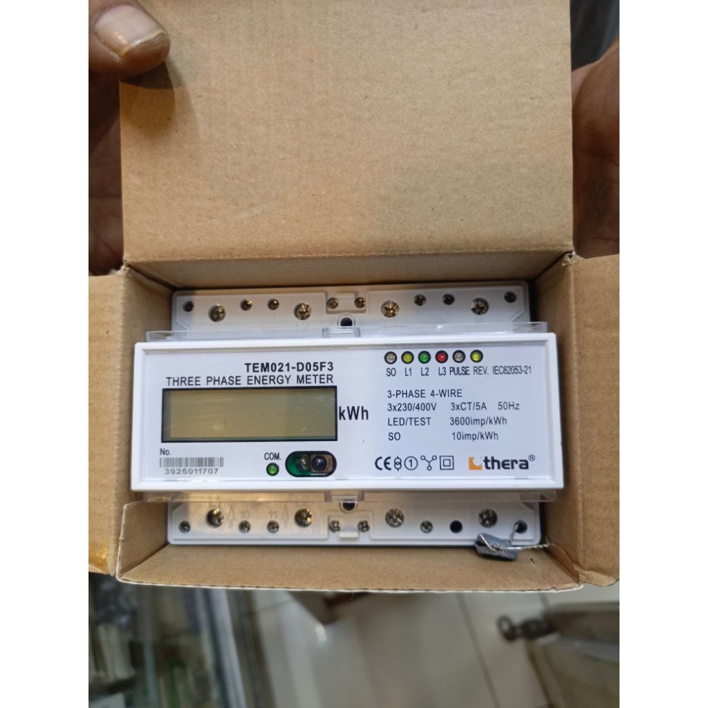 Thera TEM021-D LCD Energy Meter 3 Phase 4 Wire DIN Rail 3x230/400V KWh Meter Digital Akurat Class 1 