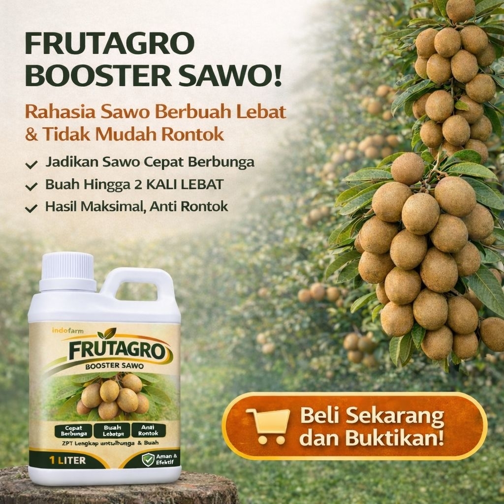 Pupuk Booster Buah sawo Frutagro 1 liter/Pupuk perangsang bunga dan buah sawo