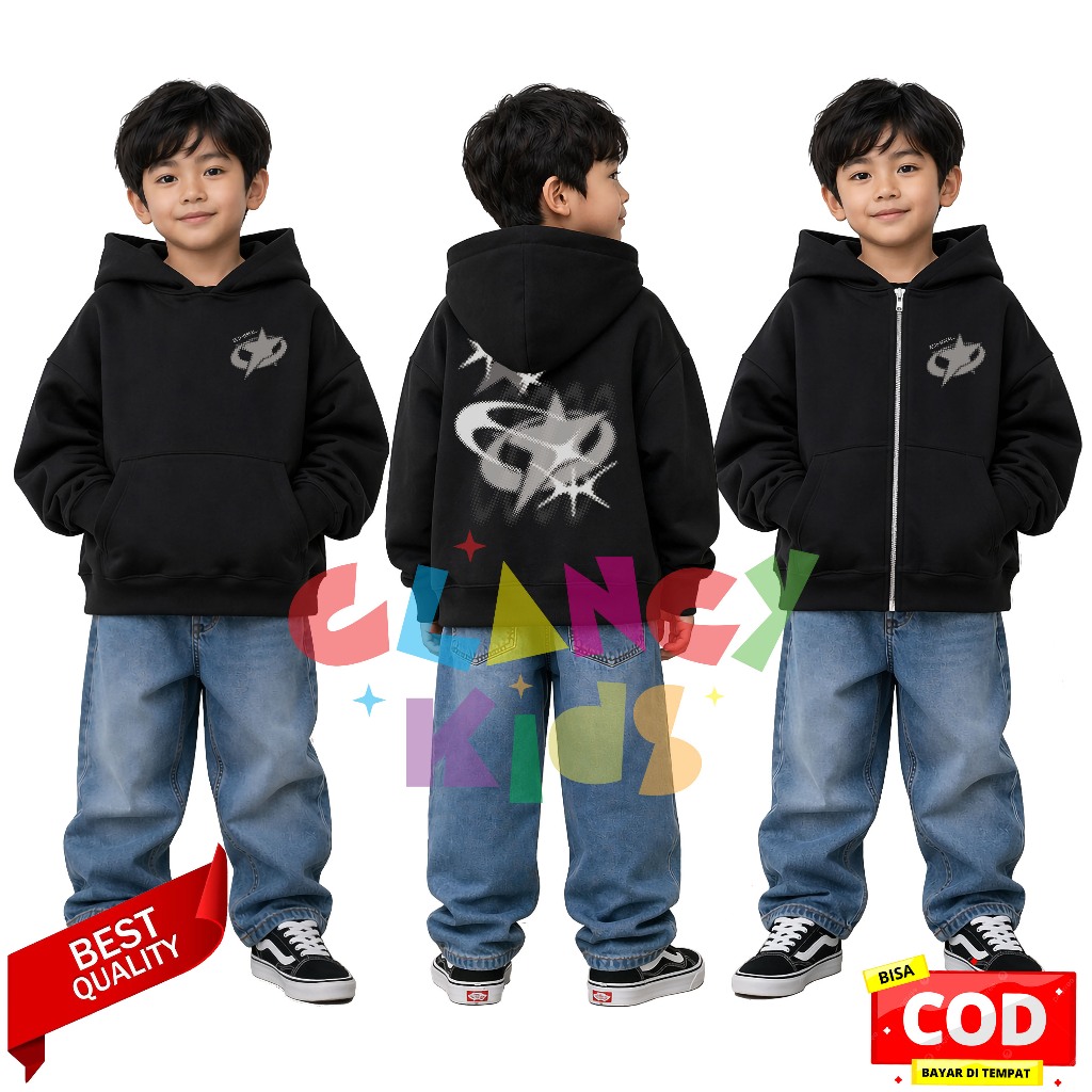 HOODIE ZIPPER ANAK Y2K ETHEREAL LAKI LAKI PEREMPUAN