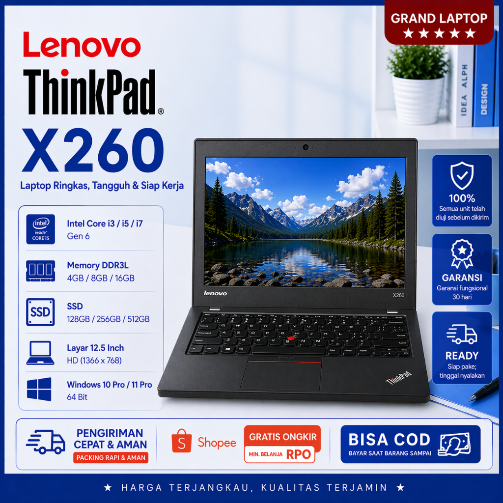 Laptop Lenovo Thinkpad X260 Core I3 I5 I7 Gen 6 PALING MURAH PALING MULUS WORT IT TO BUY