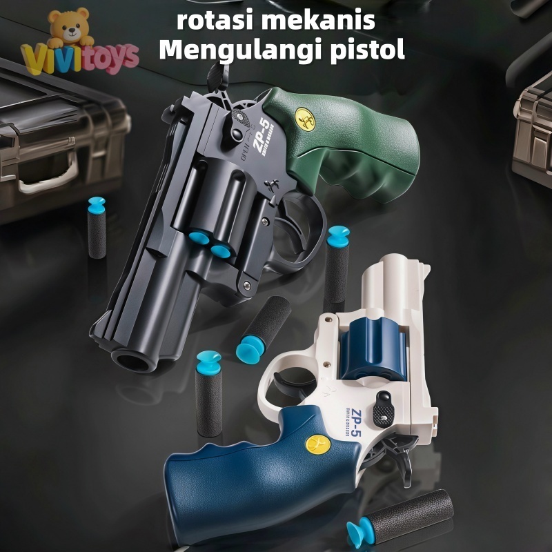 VIVI  Mainan Revolver Soft Bullet ZP-5 Peluncur Peluru Lunak Mainan Koleksi Simulasi Nyata