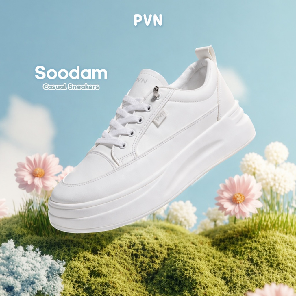 PVN Soodam Sepatu Sneakers Kets Putih Hitam Wanita Sport Shoes Kasual 180