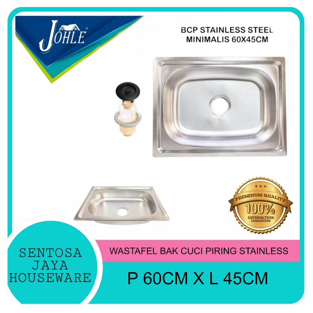 WASTAFEL BAK CUCI PIRING 1 LUBANG STAINLESS 60CM X 45CM / SINK CUCI PIRING STAINLESS