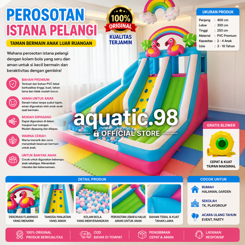 Rumah Istana Balon Inflatable Toys Perosotan Anak Playground Kids mainan anak anak happy hop mainan 