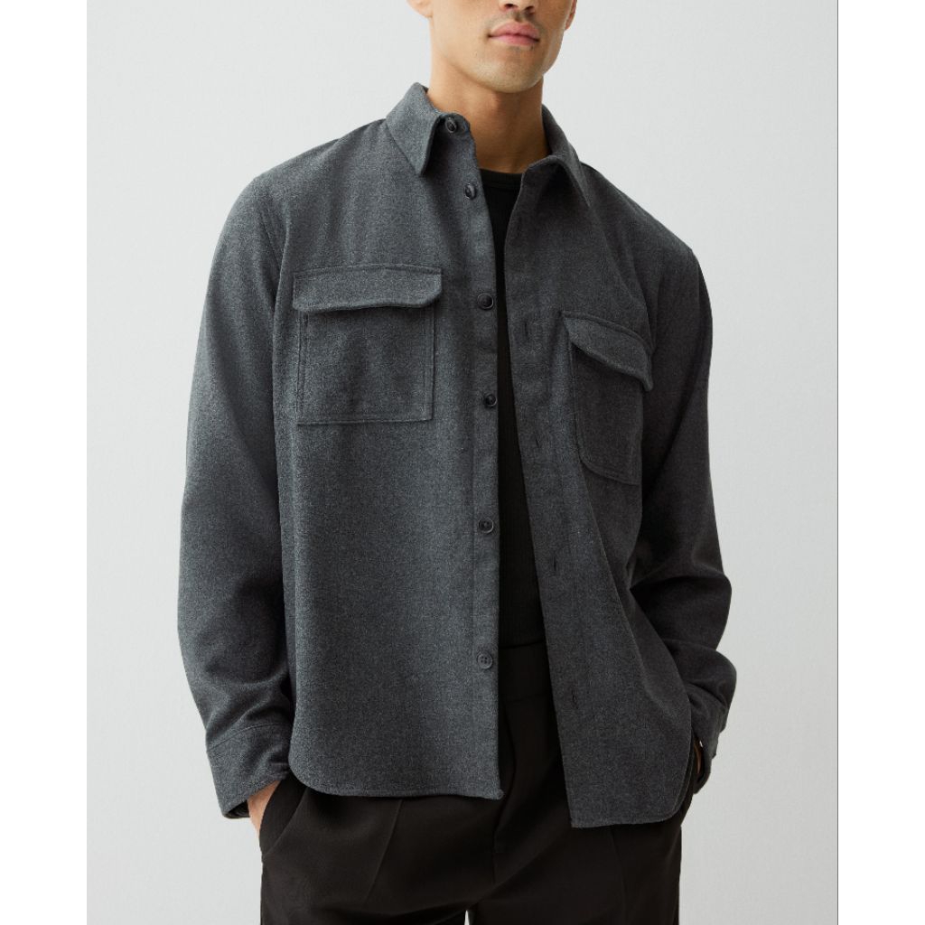 kemeja overshirt jean pascale wool blend