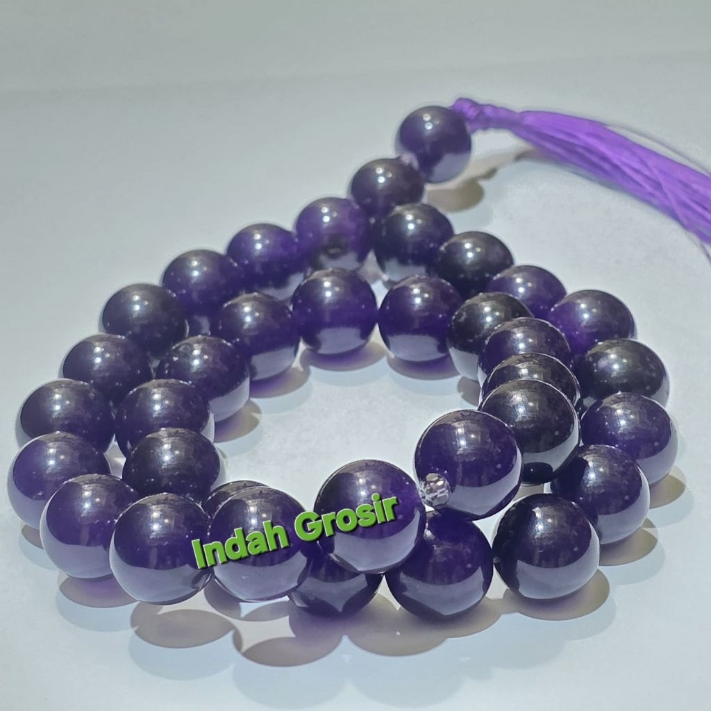 Tasbih Batu Kecubung Wulung 12mm 33Butir Original