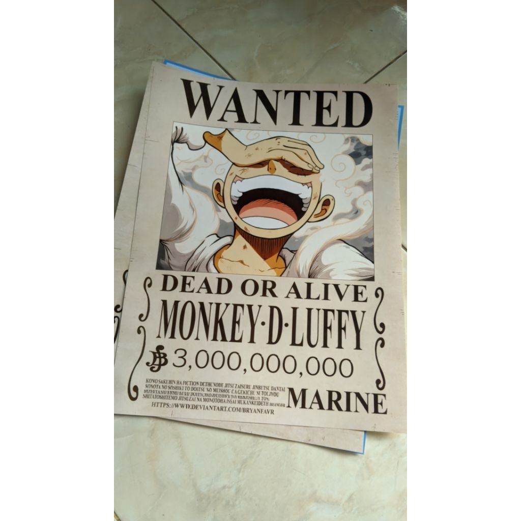 STICKER DINDING ONE PIECE A3 WANTED