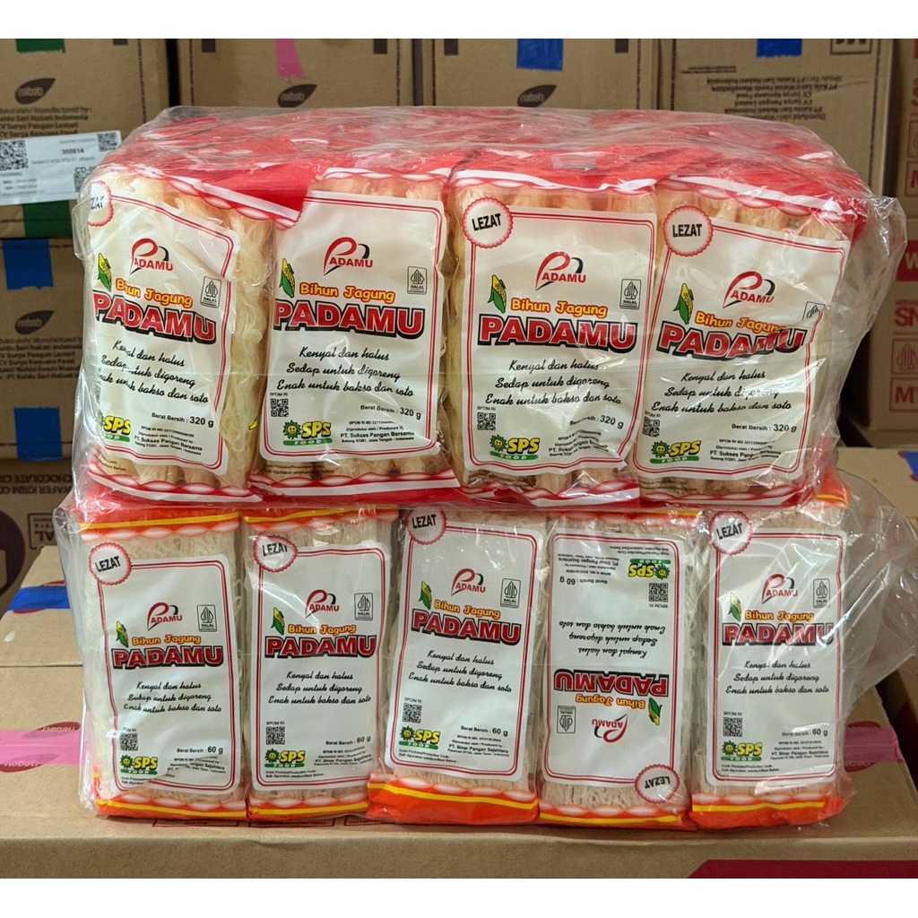 BIHUN JAGUNG PADAMU 1 BAL OREN(60x60gr) / MERAH(12x320gr) KENYAL DAN HALUS