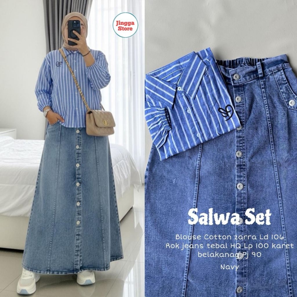 Salwa Set | Catton Zahra Rok Jeans washed Premium