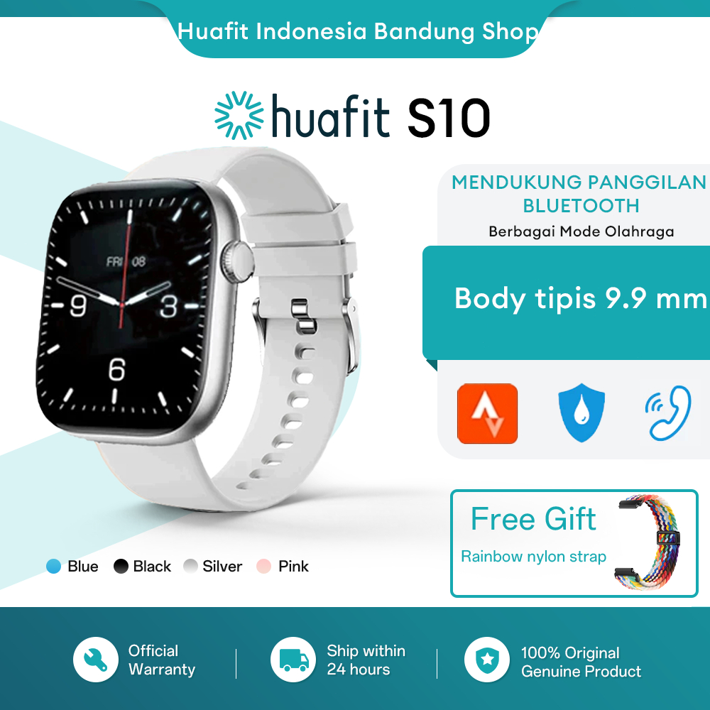 [New] Huafit S10 Smartwatch Asli Layar 38mm 9,1mm Ultra-thin Running Pace Panggilan Bluetooth Tahan 
