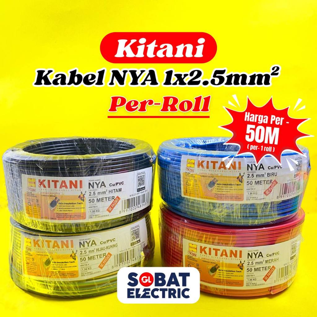Kitani Kabel Engkel NYA 1x2,5 Per Roll - Kabel Tunggal 2.5 Roll