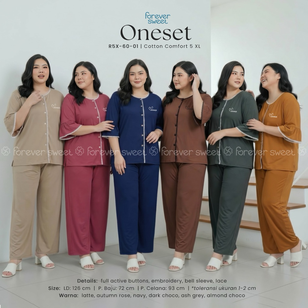 Babydoll Baju tidur forever sweet JUMBO / big size 5XL lengan pendek celana panjang