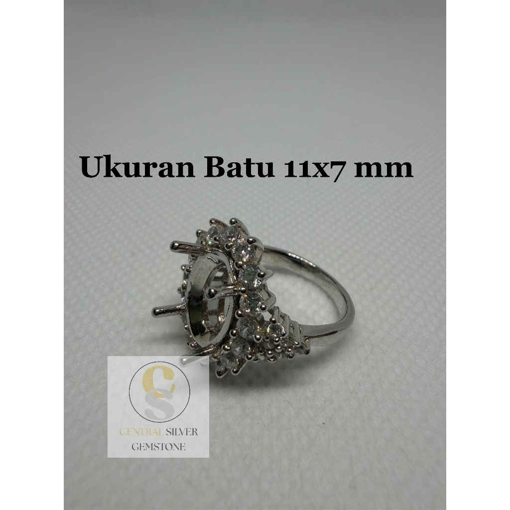 Emban Cincin Silver 925 wanita untuk batu akik [Ukuran 11x7 mm]
