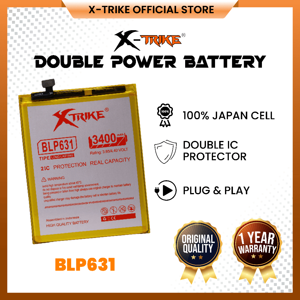 XTRIKE Baterai Oppo F3 - F5 - F5 Plus - F5 Youth - A77 2017 BLP631 Double Power