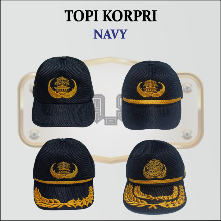 Topi Korpri Navy Premium Doublemesh Topi jaring Korpri / Topi Korpri PNS / ASN Pria