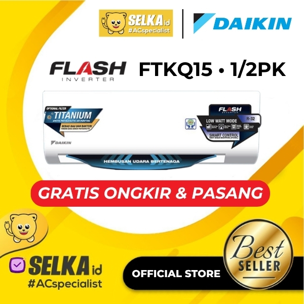 Daikin FTKQ15UVM4 AC Inverter 0.5 PK Putih - Solusi Pendinginan Efisien dan Nyaman
