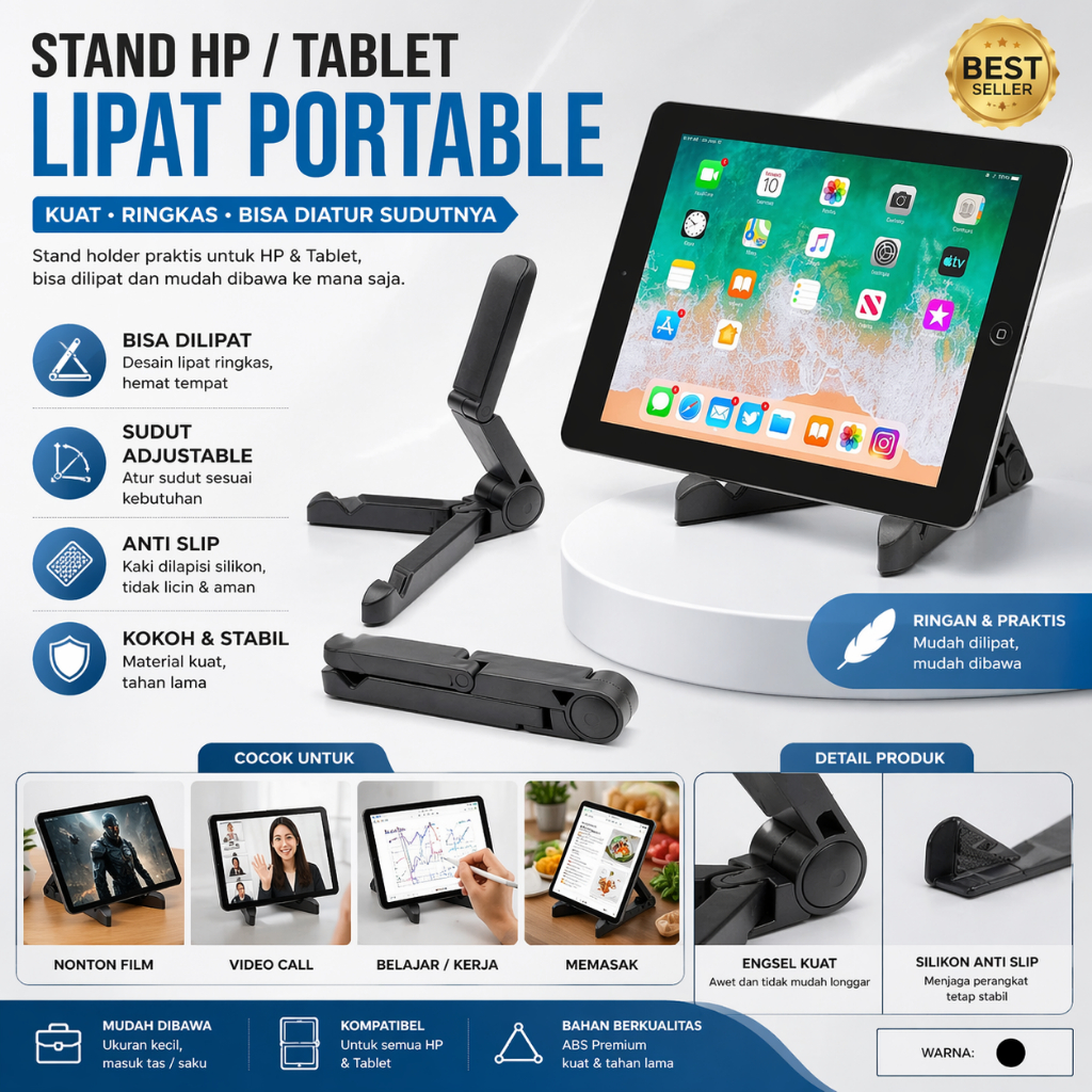 Stand Holder Tablet Universal Foldable Dudukan Tablet 10 Inch Ergonomis - WF-316
